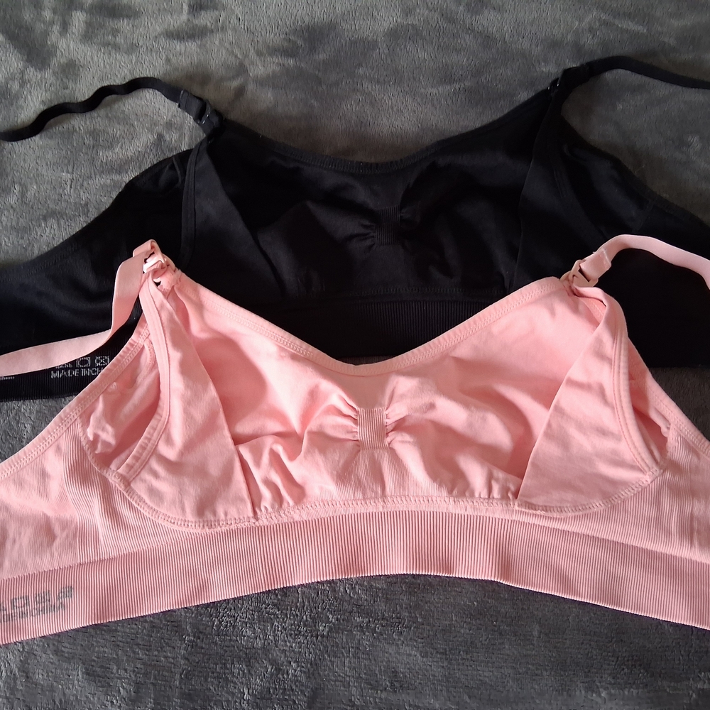 Nursing bra set stretchy women's 2 PC Set pink and black - Picture 2 of 4